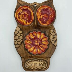 Spoon Rest Or Wall Hanging Decor Treasure Craft Owl Six Flags Orange And Brown